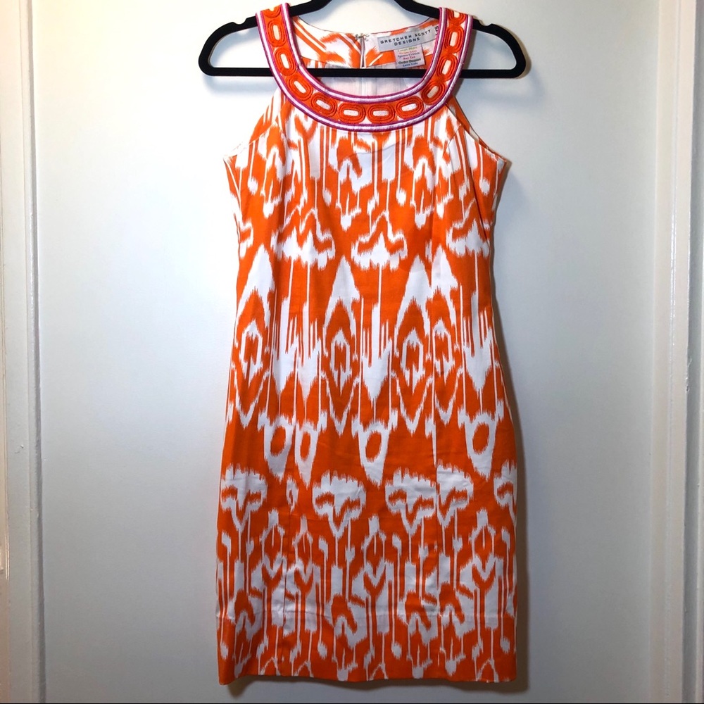 Gretchen Scott Designs Orange & White Dress (XS)